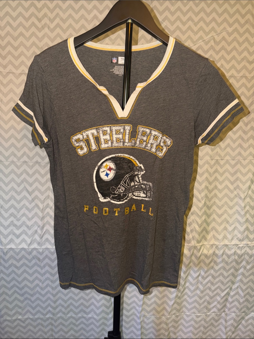 NFL Pittsburgh Steelers Gray Tee with Gold & White Accents